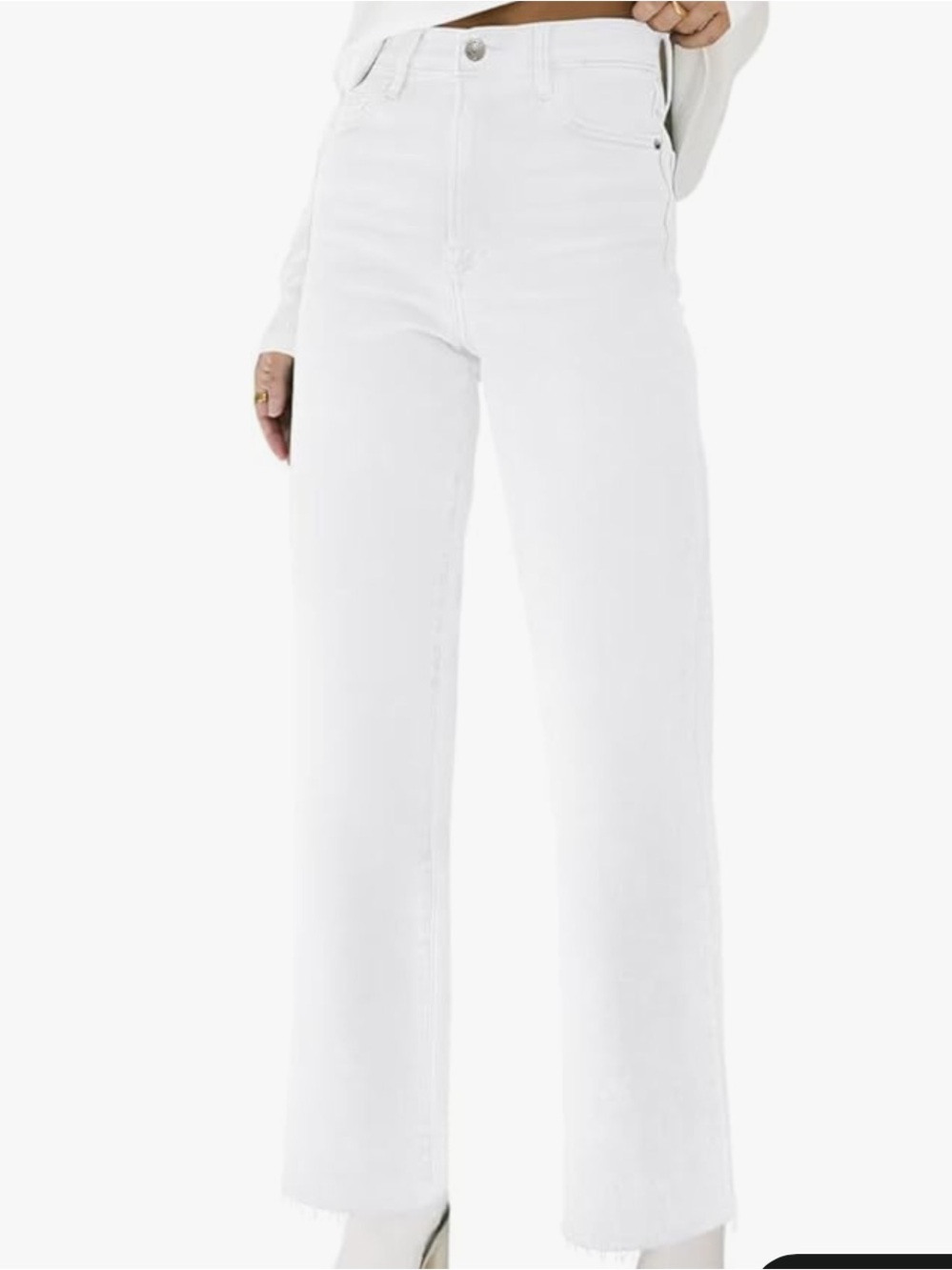 Women's Wide-Leg White Cream Jeans Medium
